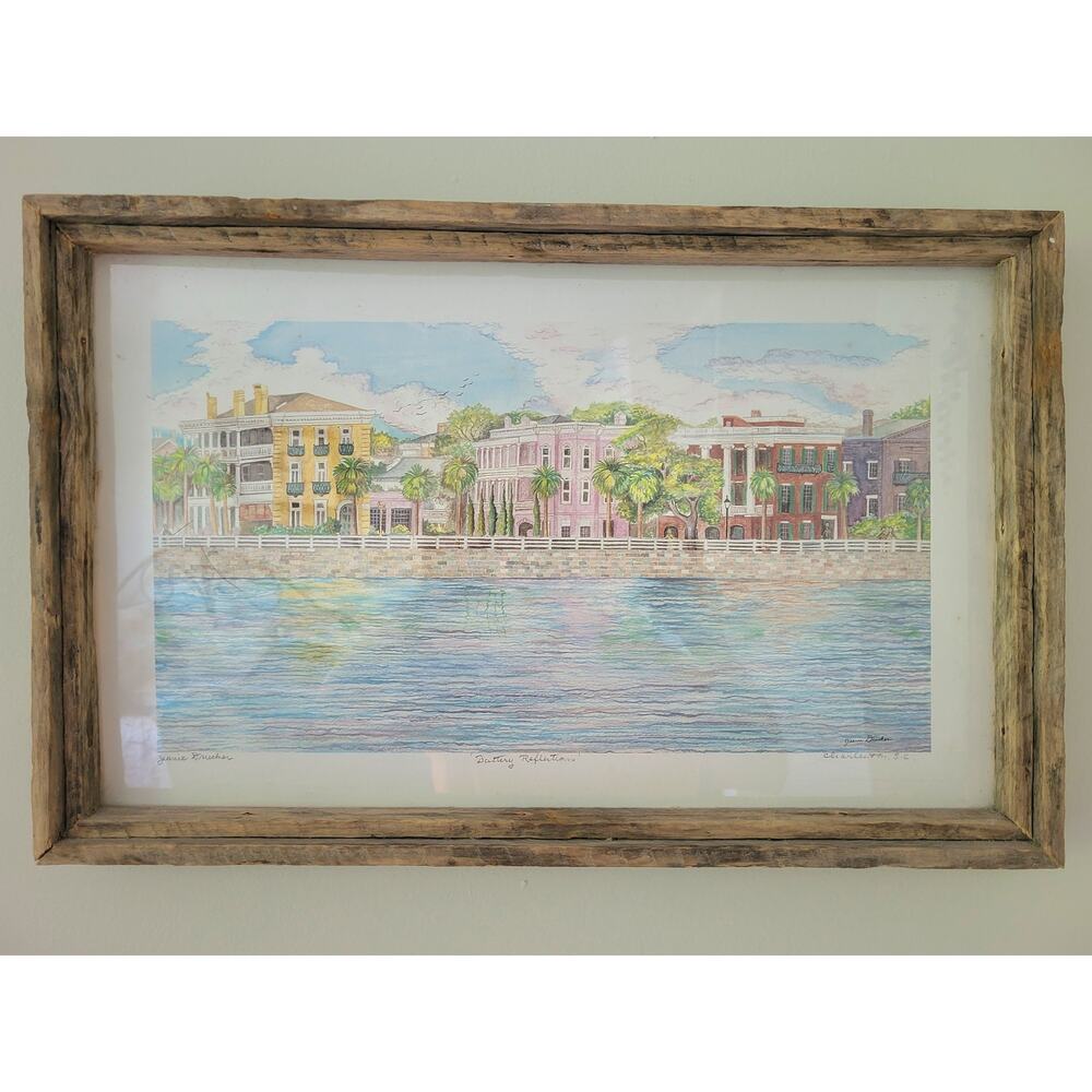 Jeanie Drucker Battery Reflections Charleston SC Framed Watercolor Print 17x11 - Picture 10 of 10